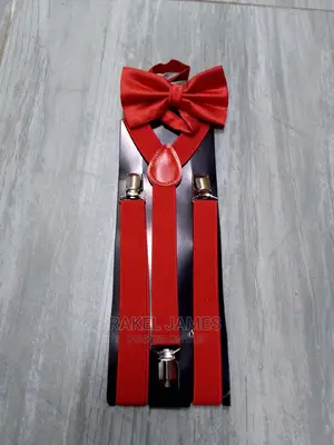 Red Suspender and Bowtie