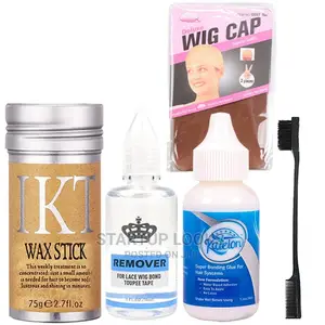 Wax Stick, Glue, Remover, Edge Brush and Wig Caps