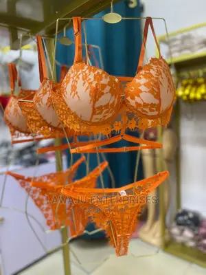 Orange Padded Bra Panty Set - Size 12/14