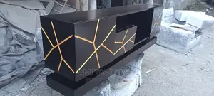 Golden TV Stand With LED (6ft)