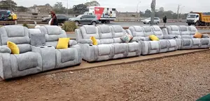 Semi Recliner Sofa Grey 7 Seater