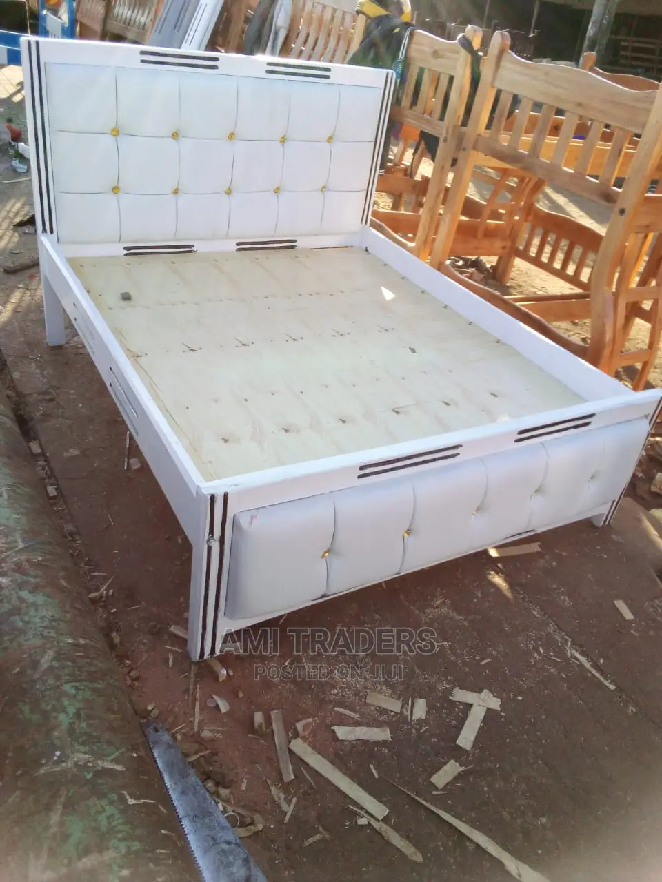 Tufted White Bed