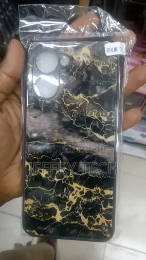 Realme C33 Case Fashion Marble Black Edge Silicone Soft Phon