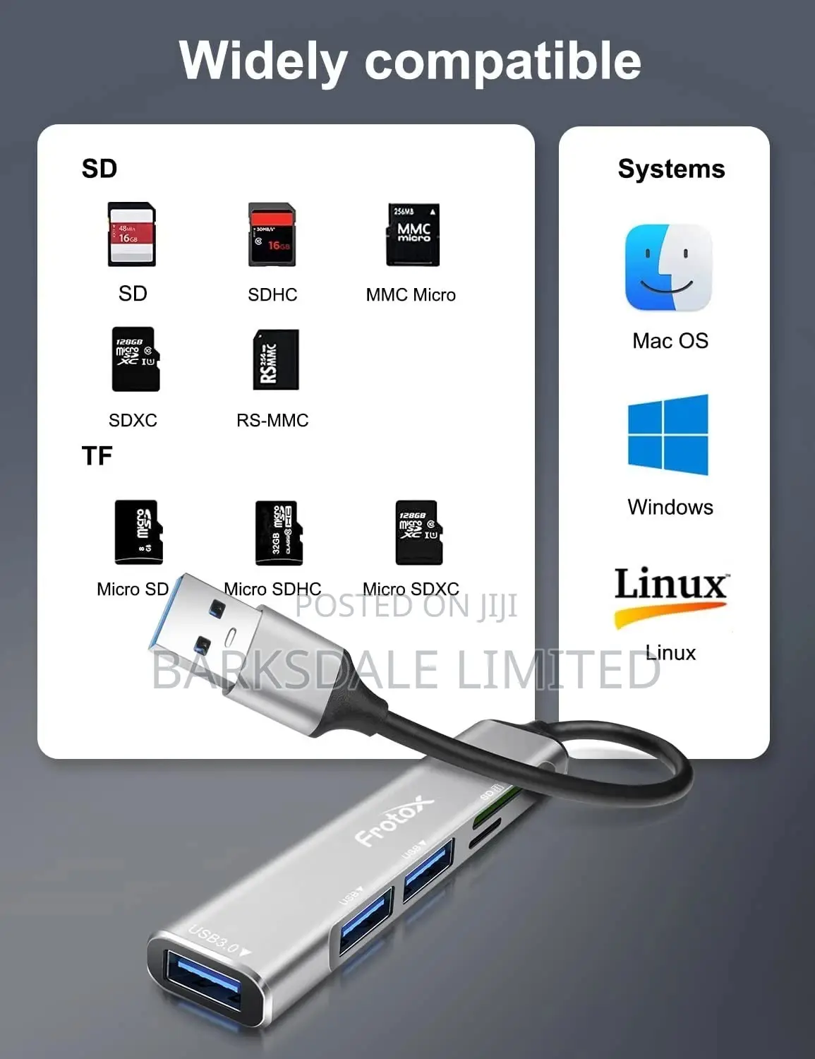 5-in-1 USB Hub 3.0 Adapter TF SD Card Reader Macbook Docking