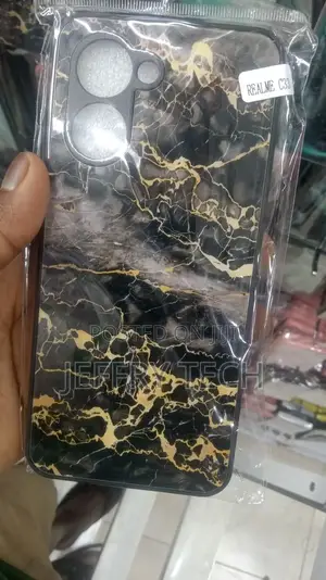 Modern Black Marble Glass Case for Realme C33