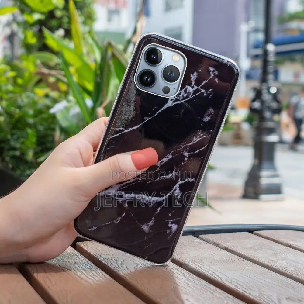 Marble iPhone 14 Pro Max Case - Black
