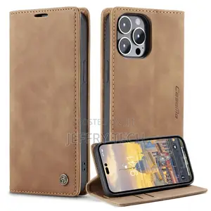 iPhone 14 Pro Max Flip Vintage Case - Brown