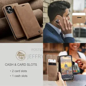iPhone 14 Pro Max Flip Vintage Case - Brown