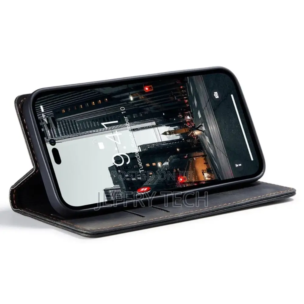 iPhone 14 Pro Flip Vintage Case - Black
