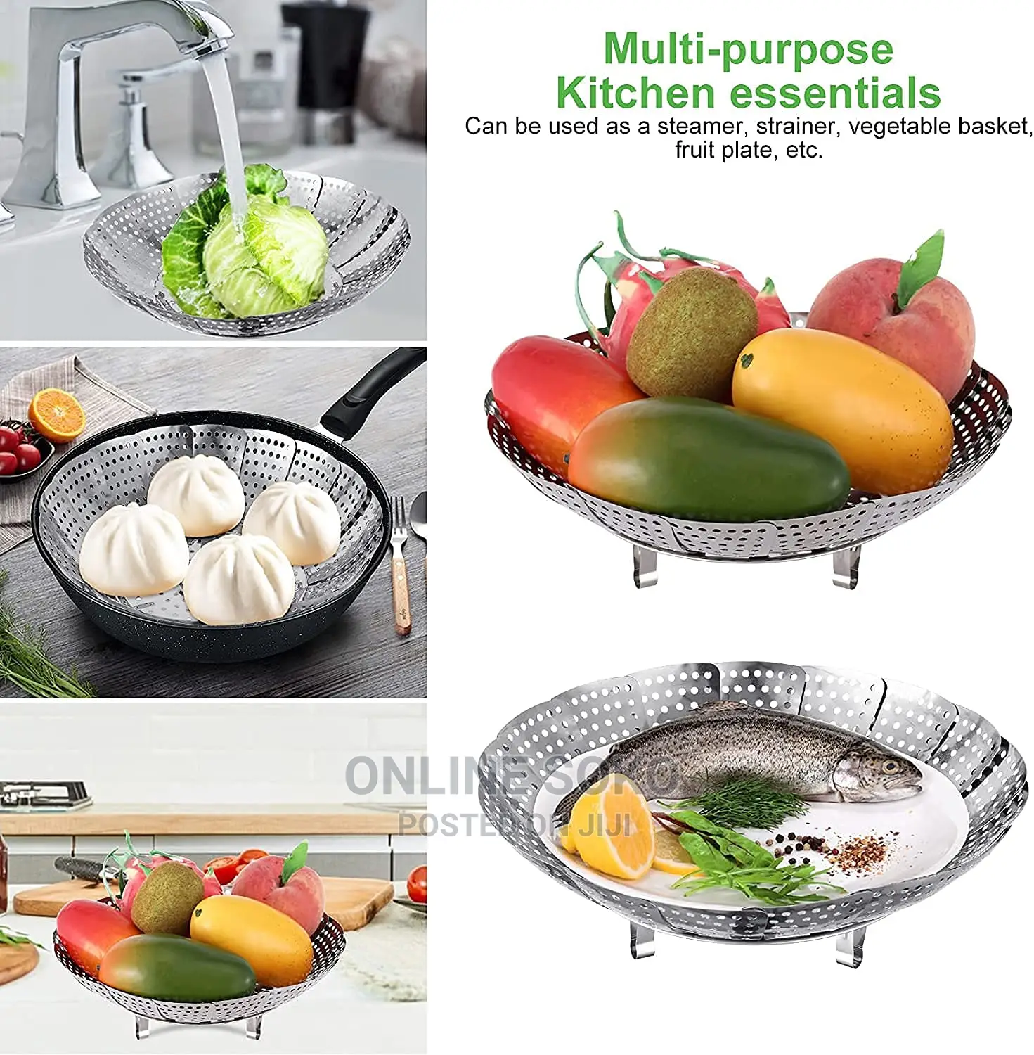 Stainless Steel Foldable Vegetable Steamer Fruit Basket