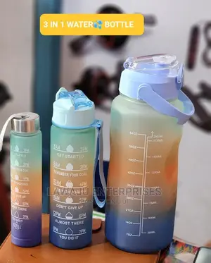 3in1 Multi-Colour Motivation Water Bottle (With Stickers)