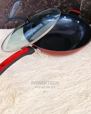 34cm Non-Stick Wok Deep Stir-Frying Pan -Glass Lid
