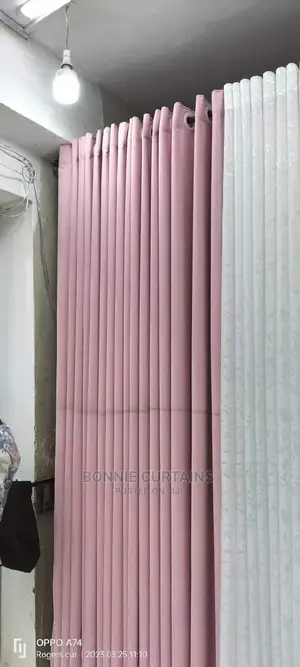 Pink Modern Curtains and White Sheers