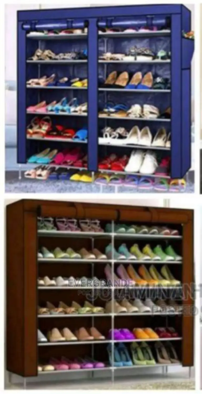 Double Shoe Rack With Canvas Cover 30 Pairs