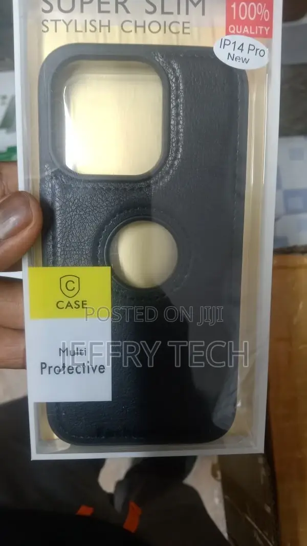 Leather Flexible Back Cover Case Black for iPhone 14 Pro