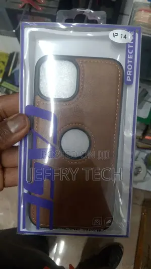 Leather Back Cover Compatible With iPhone 14 Brown