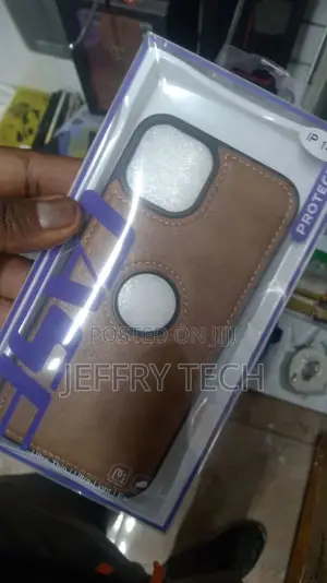 Leather Back Cover Compatible With iPhone 14 Brown