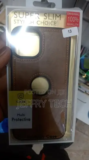 iPhone 13 Back Cover | Flexible Pu Leather Brown