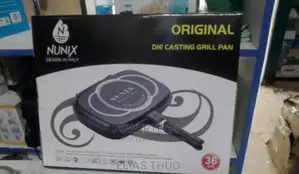 Nunix 36 Cm Double Sided Grill Non-Stick Pan - Black