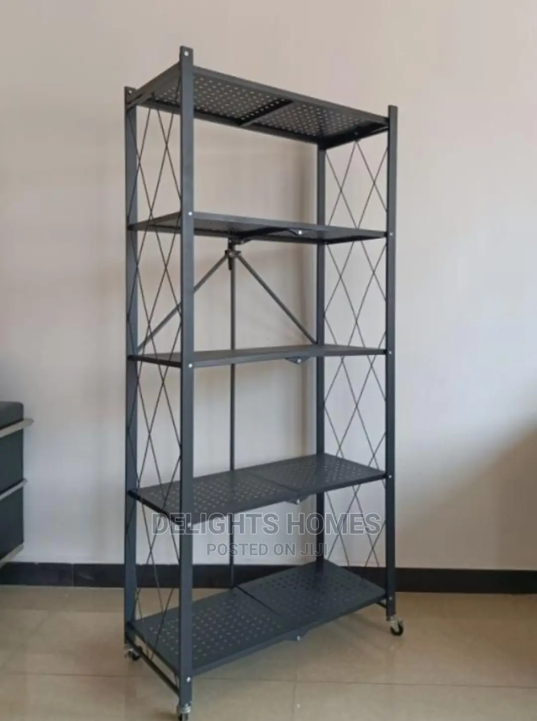 5 Tier Metallic Foldable Rack*