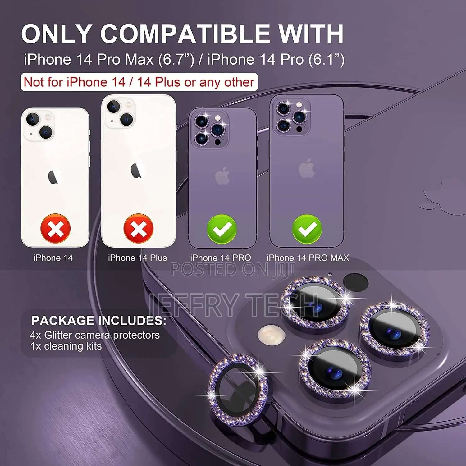 iPhone 14 Pro/iPhone 14 Pro Max Camera Lens Protector Bling,
