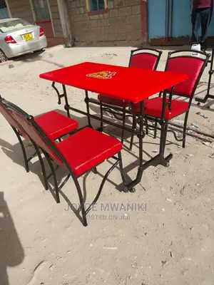 Restaurant Set of Ball Chairs and a Table Red in Colour