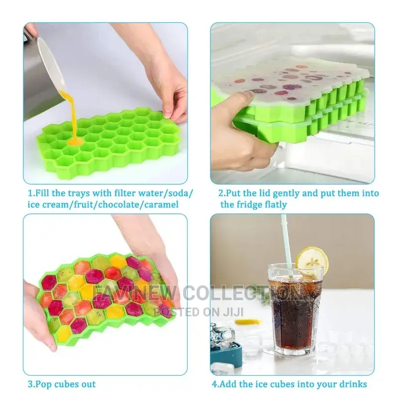 Reusable Honeycomb Silicone Ice Cube Mould With Lid