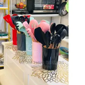 Silicon Spoon Set Black Beigr or Khaki Grey Lihgt Green