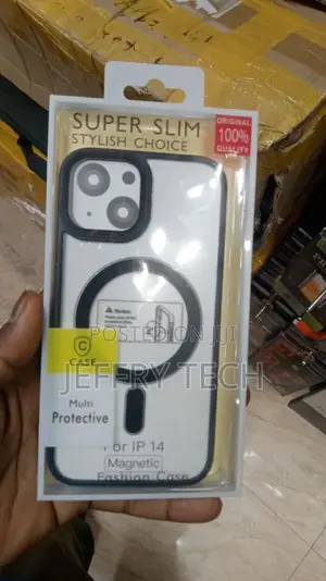 Case for Apple iPhone 14 Transparent Magnetic Black Edges