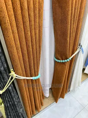 Burnt- Orange Curtains and White Sheers