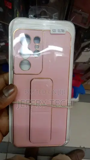 Samsung S21 Ultra Magnetic Case With Stand Wrist Strap Pink