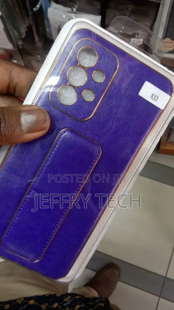 Samsung A33 Magnetic Case With Stand Wrist Strap Blue