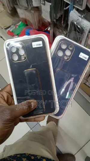 iPhone 12 Pro Max Magnetic Case With Stand Wrist Strap in Bl