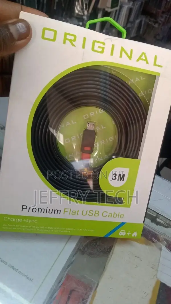 Android Fast Charging Micro USB Cable, White, 3m
