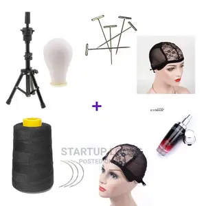 Wig Making Canvas Head+ Tripod+Serum+Wig Caps+ Tpins+ Thread