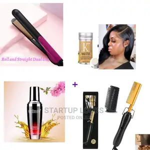 Hot Comb Set ,Flat Iron, Wax Stick and Hair Serum