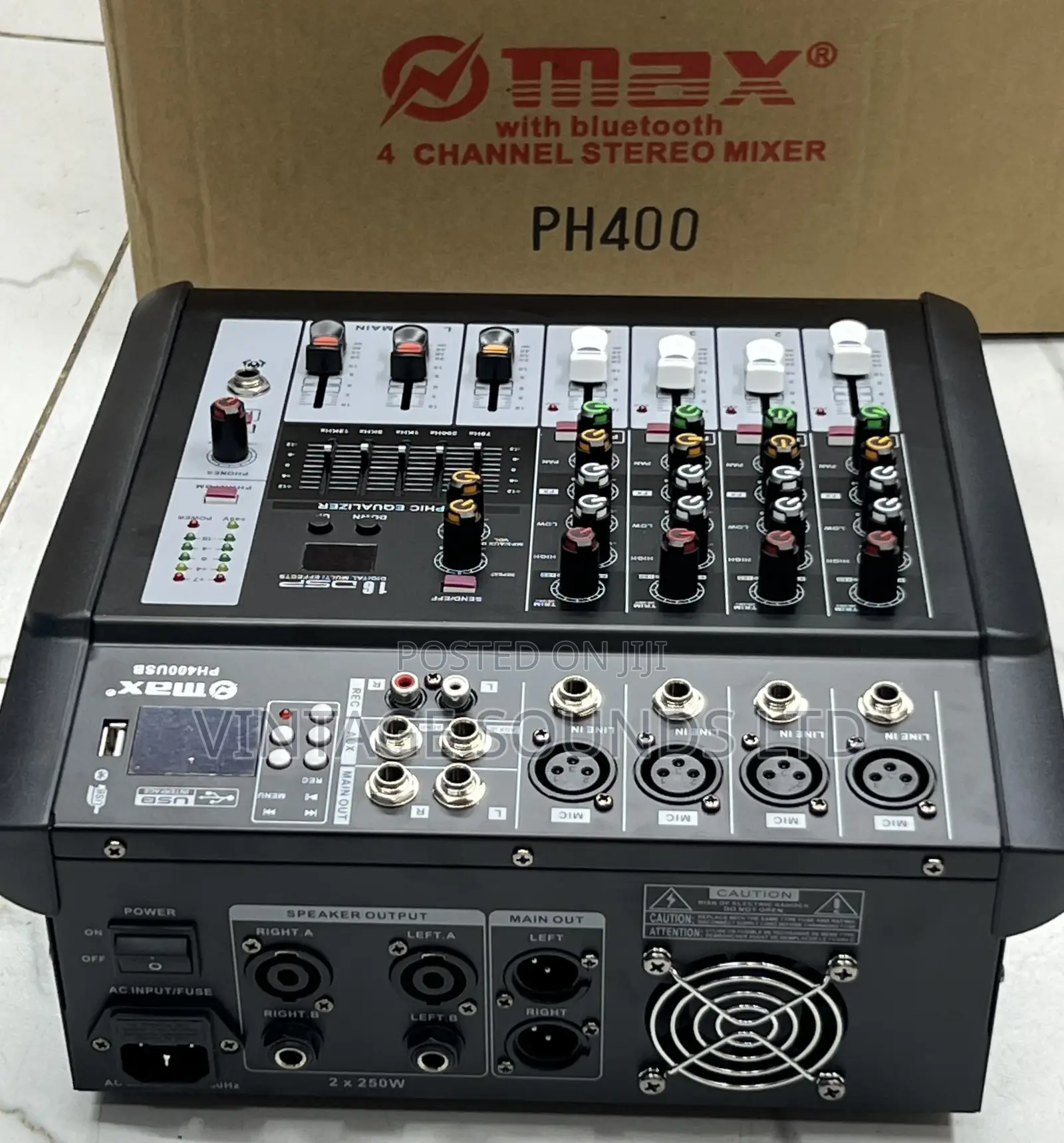 Max 4 Channel Powered Mixer Console Bluetooth, SD, MMC, USB
