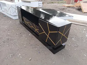 6ft Tv Stand Black Golden