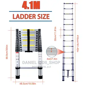 14 Steps 4.1m 13.5ft Telescopic Ladder, Heavy Duty