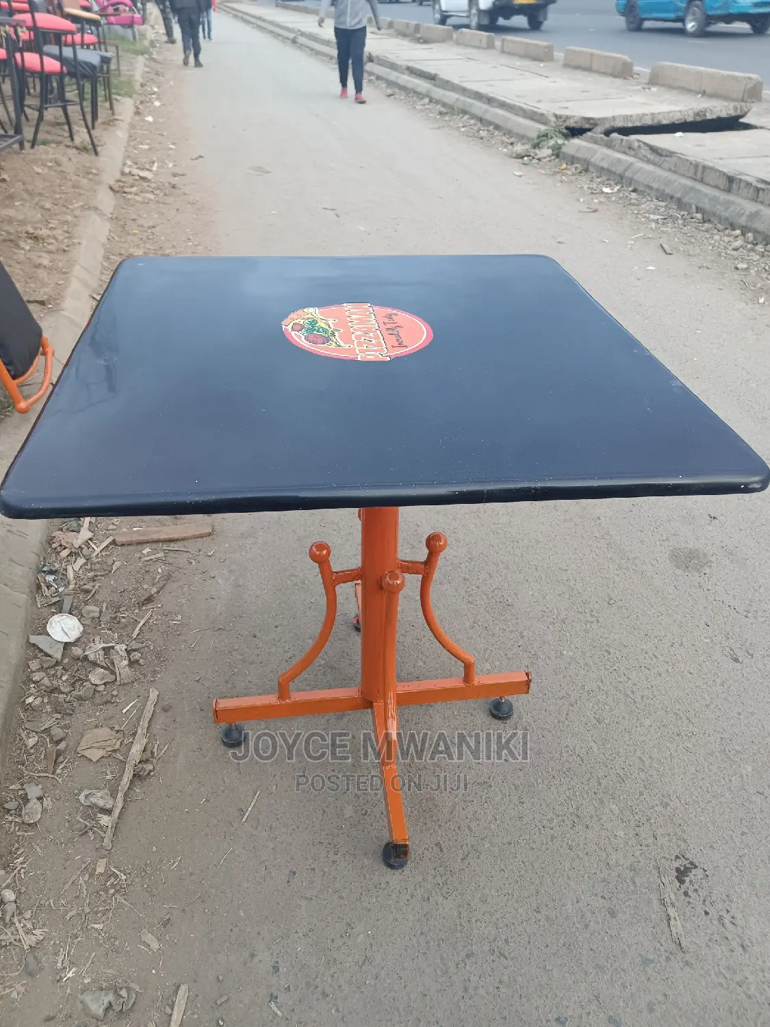 Restaurant Table Black and Orange Square Shape