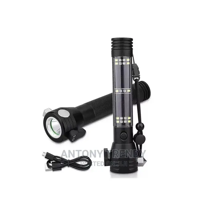 LED Multifunctional Solar Flashlight USB Rechargeable
