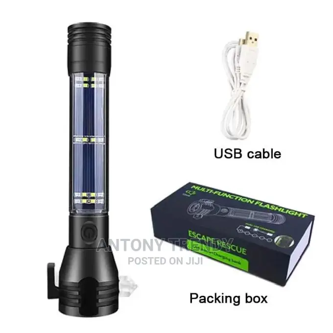 LED Multifunctional Solar Flashlight USB Rechargeable