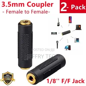 2 Pack Stereo 3.5mm Coupler Aux Female to Female 1/8" F/F Ja