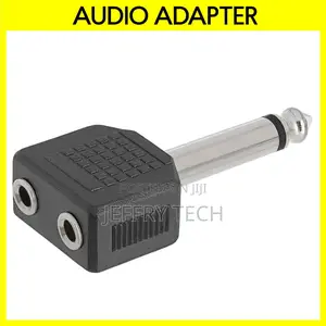 6.35mm Mono Plug to 2x 3.5mm Stereo Jack Adapter Audio Port