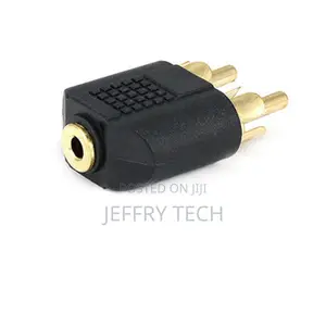 Gold 3.5mm 1/8" Stereo Female Jack to Dual RCA Male Y Splitt