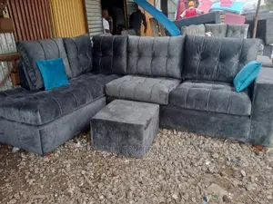 Durable L Shape Sofa Dark Grey