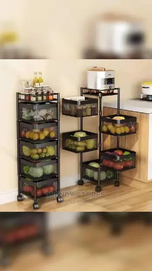 5 Layers Square 360° Rotating Fruits/Vegetable Basket /Rack