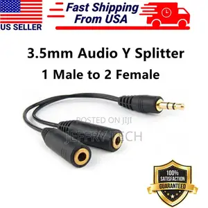 3.5mm AUX Audio Splitter 1 Male to 2 Female Headphone Y Cabl
