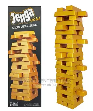 Jenga Gold Game - 54 Blocks, Age 6+, Players 2+