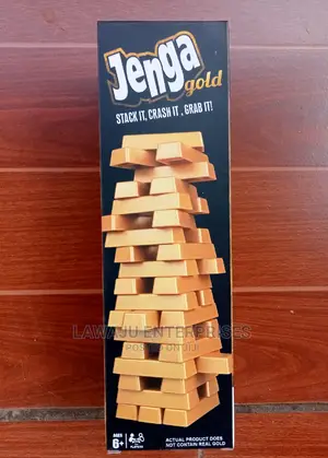 Jenga Gold Tower Game - Ages 6+, Fun Family Friends Game